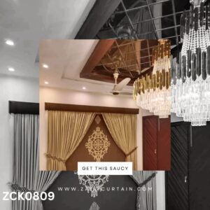 Golden & Brown Theme Curtains and Blind Set