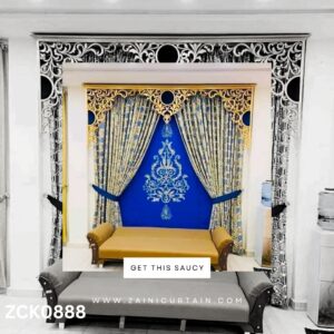 Jacquard with Blue Background Curtain Blind