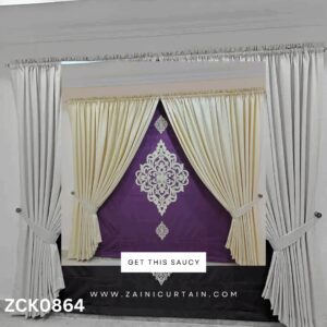 Cream with Purple Background Master Bedroom Curtain Blind