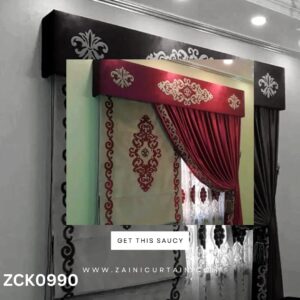 One Side Maroon with Bunch Curtain Blind