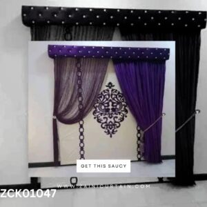 Purplish Theme with Long Pattern Curtain Blind
