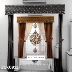 Brown & White Theme with stylish header Curtain Blind