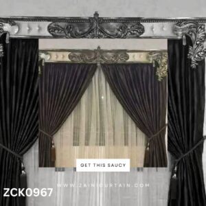 Dark Brown with White Shefoon Curtain Blind