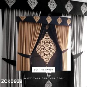 Floral Header Design on Dark Theme Curtain and Blind set
