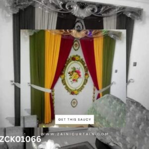 Mehandi Theme with Center Bunch Curtain Blind