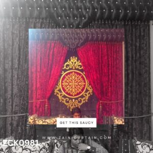 Red Velvet with Center Bunch Curtain Blind