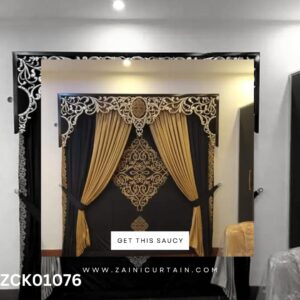 Black Golden Theme with Stylish Header Curtain Blind