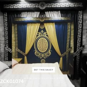 Yellow Golden & Royal Blue Theme Curtains & Blind