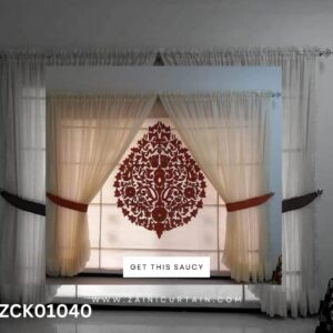White With Maroon Laser Work Curtain Blind