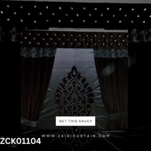 Brownish with Diamond header Curtains and Blind Set