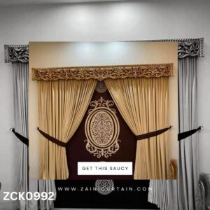 Diamond Long Header Golden Drawing Room Curtain Blind