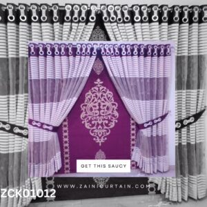 Purple Theme with Center Design Master Bedroom Curtain & Blind Set