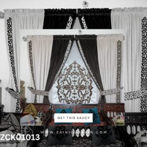 Black & White with Bold Stamp Curtains and Blind Set