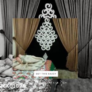 Old Gold Theme with Black Bunch Curtain Blind