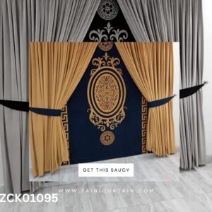 Golden and Black Colour Curtain & Blind Set