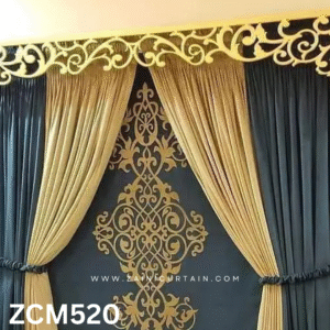 Steel Blue & Skin Drawing Room Curtain