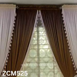 Cream & Brown Drawing Room Curtain