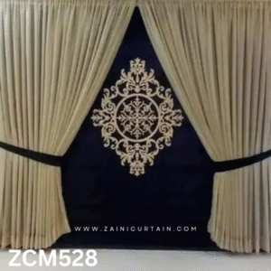 Navy Blue & Skin Drawing Room Curtain