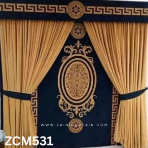 Navy Blue & Coffee Brown Drawing Room Curtain