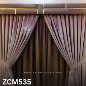 Off-White & Brown Living Room Curtain