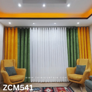 Mustard Green & White Living Room Curtain