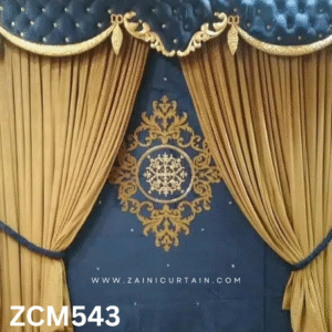 Old Gold & Steel Blue Living Room Curtain
