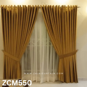 Coffee Brown & White Living Room Curtain