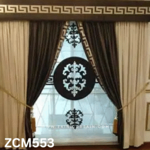 Off-White & Brown Living Room Curtain