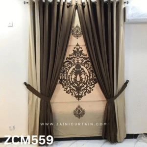 Dark Brown & Off White Living Room Curtain