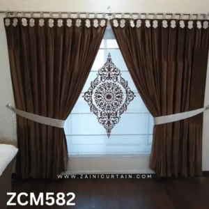 Brown & White Bedroom Curtain