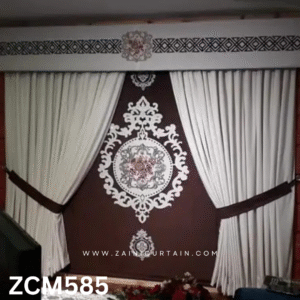 White & Brown Bedroom Curtain