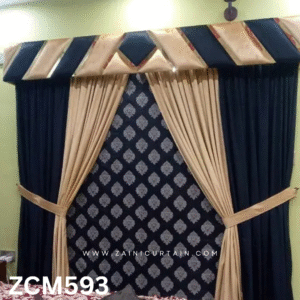 Navy Blue & Skin Bedroom Curtain