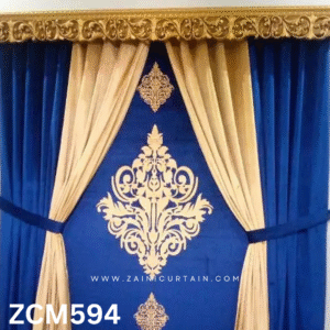 Royal Blue & Skin Bedroom Curtain