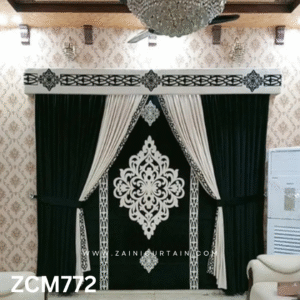 Black & Off White Theme Hall Curtain