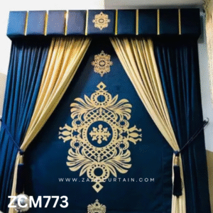 Royal Blue & Cream Theme Hall Curtain