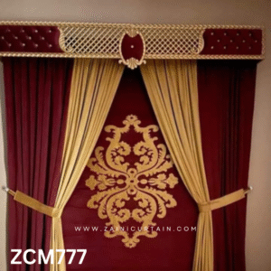 Best New Maroon & Light Golden Color Theme Hall Curtain