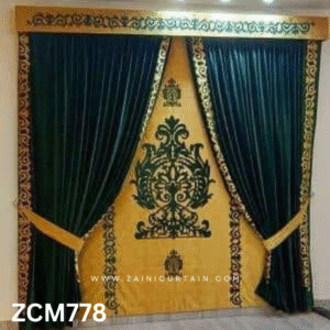 Castleton Green & Yellow Golden Theme Hall Curtain