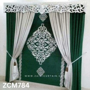 Green & White Theme Hall Curtain