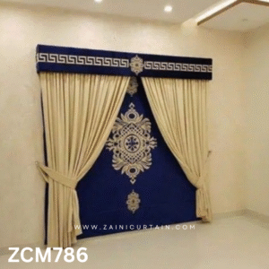 Royal Blue & Cream Theme Hall Curtain
