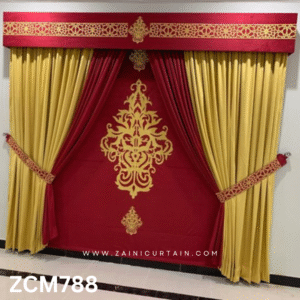 Golden & Maroon Color Theme Hall Curtain