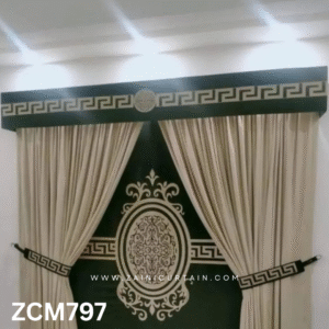 Dark Green & Off White Master Bedroom Curtain