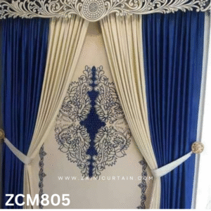 Royal Blue & Cream Master Bedroom Curtain