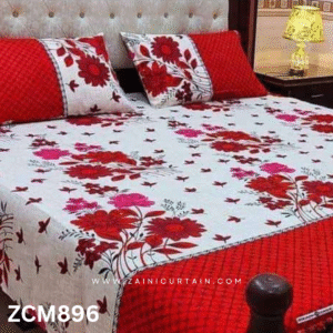 Buy Red & White Printed Bed Sheet Online at Zaini Curtain